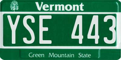 VT license plate YSE443