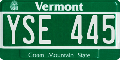 VT license plate YSE445