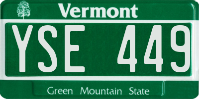 VT license plate YSE449
