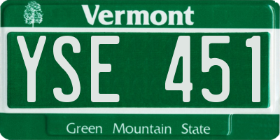 VT license plate YSE451