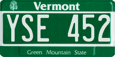 VT license plate YSE452