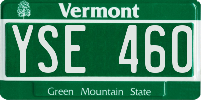 VT license plate YSE460