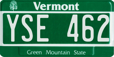 VT license plate YSE462