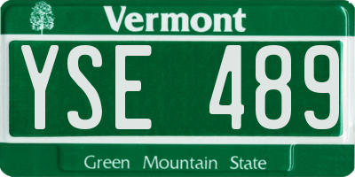 VT license plate YSE489