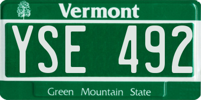 VT license plate YSE492