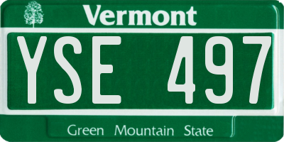 VT license plate YSE497