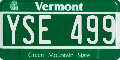 VT license plate YSE499