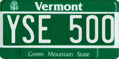 VT license plate YSE500