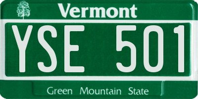 VT license plate YSE501