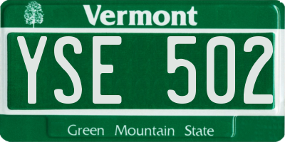 VT license plate YSE502