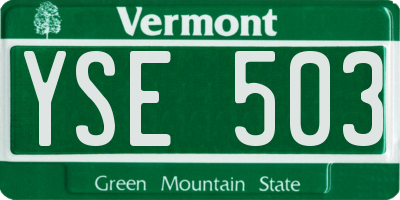 VT license plate YSE503