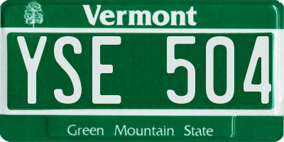 VT license plate YSE504