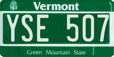VT license plate YSE507