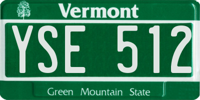 VT license plate YSE512