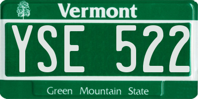 VT license plate YSE522
