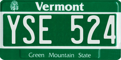 VT license plate YSE524