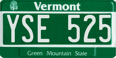 VT license plate YSE525
