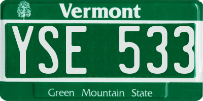 VT license plate YSE533
