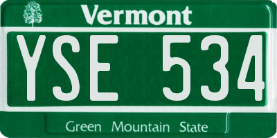VT license plate YSE534