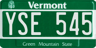 VT license plate YSE545