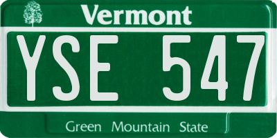 VT license plate YSE547