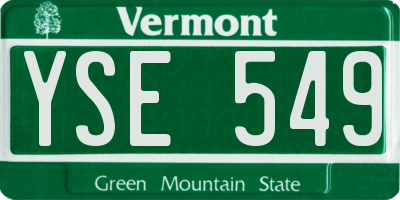 VT license plate YSE549