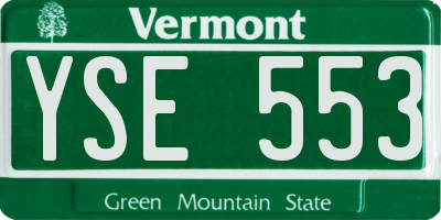 VT license plate YSE553