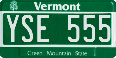 VT license plate YSE555