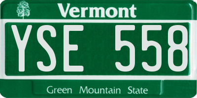 VT license plate YSE558