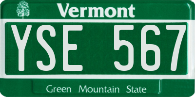 VT license plate YSE567