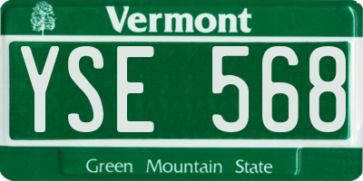 VT license plate YSE568