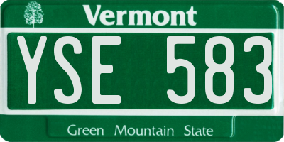 VT license plate YSE583