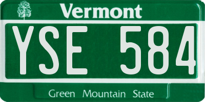 VT license plate YSE584