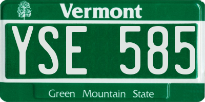 VT license plate YSE585
