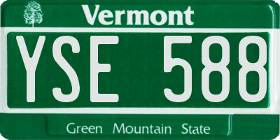 VT license plate YSE588