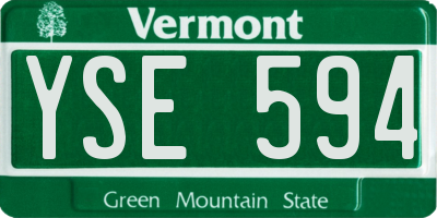 VT license plate YSE594
