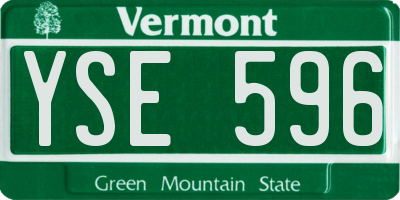 VT license plate YSE596