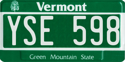 VT license plate YSE598