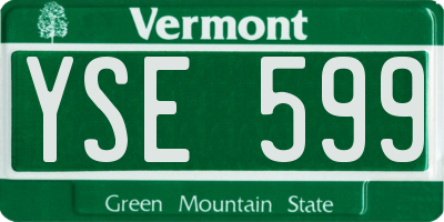 VT license plate YSE599