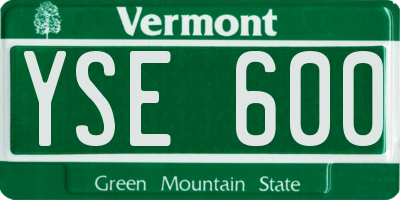 VT license plate YSE600