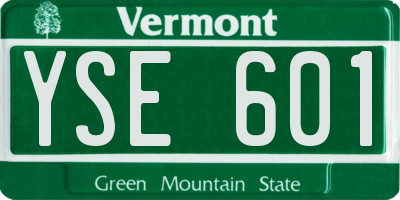 VT license plate YSE601