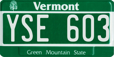 VT license plate YSE603