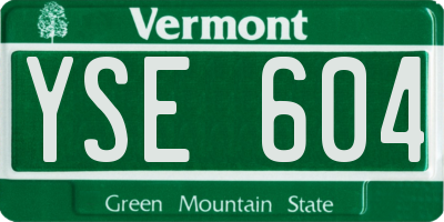 VT license plate YSE604