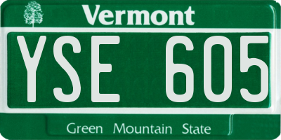 VT license plate YSE605