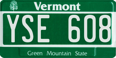 VT license plate YSE608