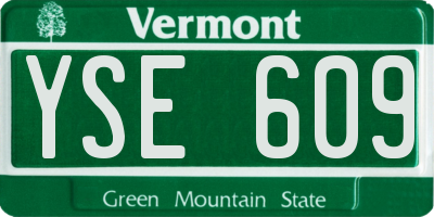 VT license plate YSE609