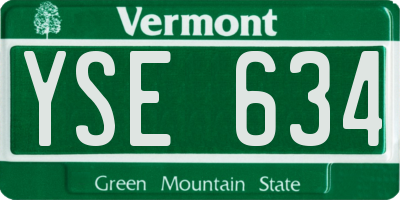VT license plate YSE634