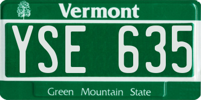 VT license plate YSE635