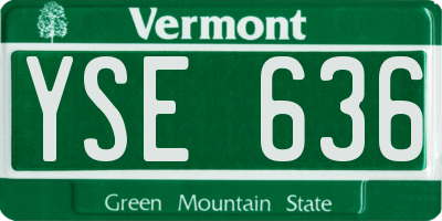VT license plate YSE636