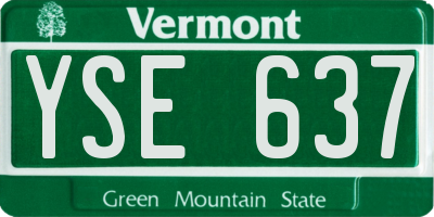 VT license plate YSE637